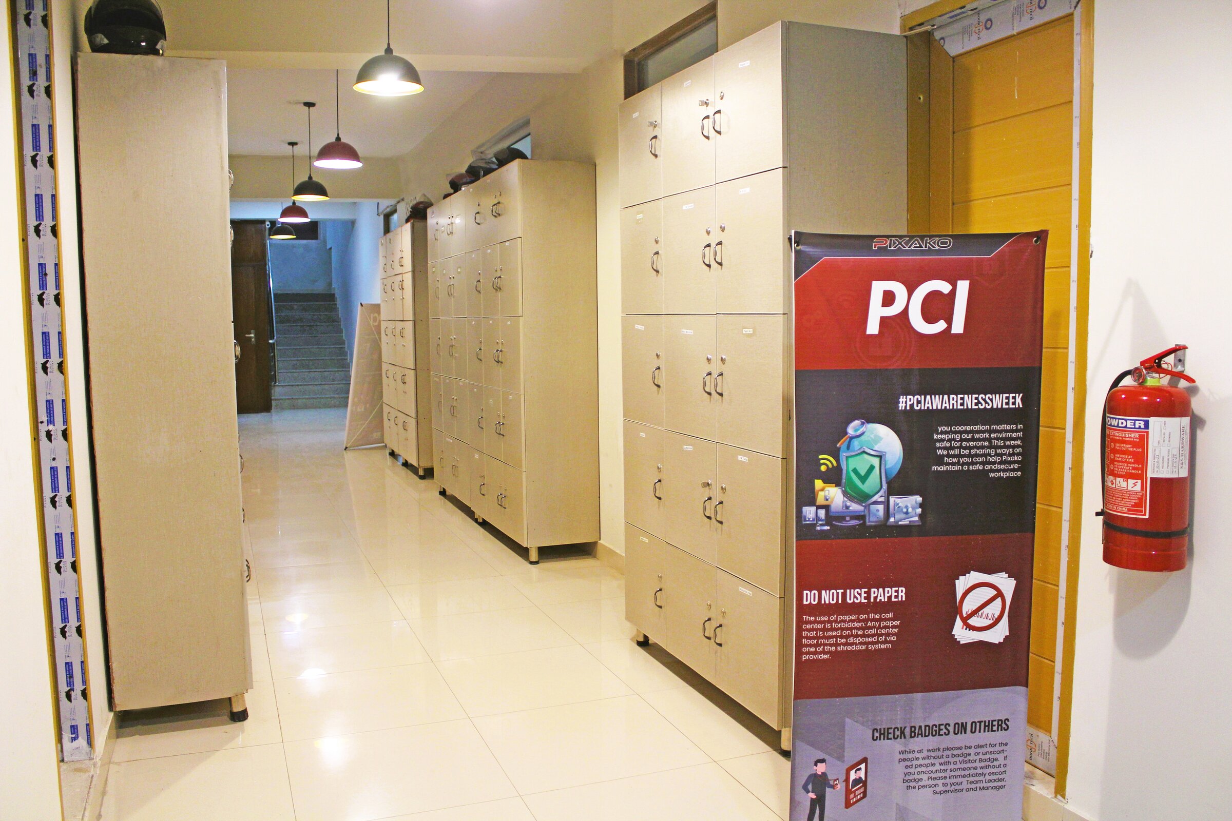 Secure lockers with PCI compliance signage